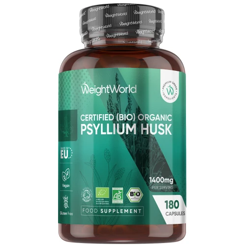 Organic Psyllium Husk - 1400mg 180 capsules - Gut health Supplement for Digestion