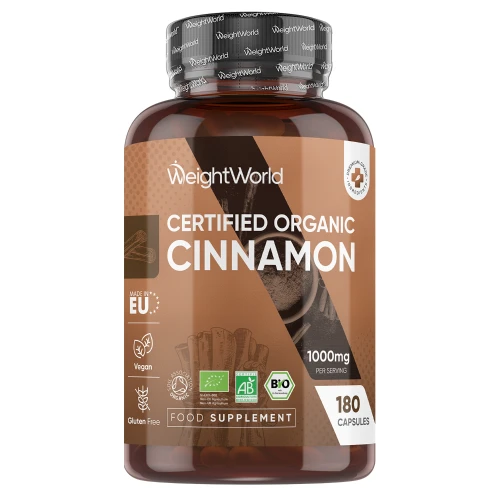 Certified Organic Cinnamon | 1000mg 180 Capsules | WeightWorld UK