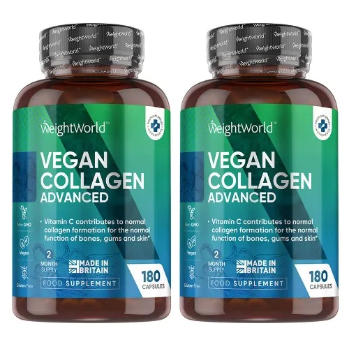 Vegan Collagen - 500mg 180 Capsules - 100% Plant Based Collagen Supplement by WeightWorld