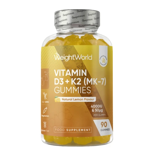 Vitamin D3+K2 (MK-7) Gummies | 90 Gummies | WeightWorld UK