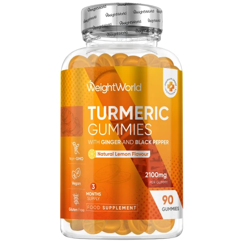 Turmeric Gummies 2100mg | 90 Lemon Flavoured Gummies | WeightWorld UK