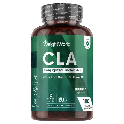 CLA Safflower Oil Supplement - 3000mg 180 Softgels - Omega 6 Fatty Acid Capsules For Weight Management - Pure Active Isomers Conjugated Linoleic Acid
