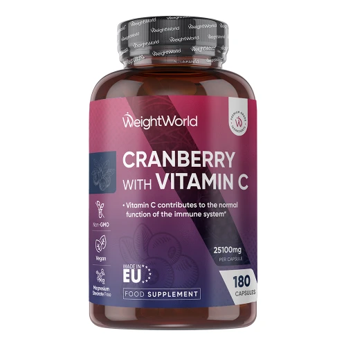 Cranberry Capsules With Vitamin C | 25,100mg 180 Capsules | WeightWorld UK