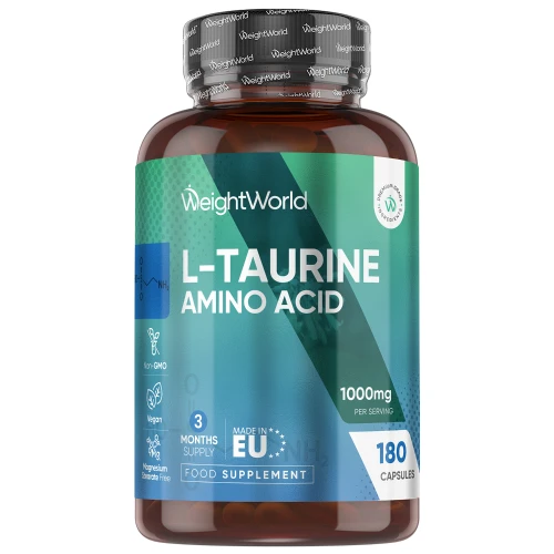 L Taurine 1000mg - 180 Capsules High Strength Amino Acid (3 Months’ Supply) - Supplement for hydration and electrolytes