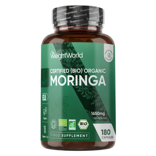 100% Organic Moringa Capsules - Renewing Natural Supplement - 180 Capsules, 1650 mg Daily Strength