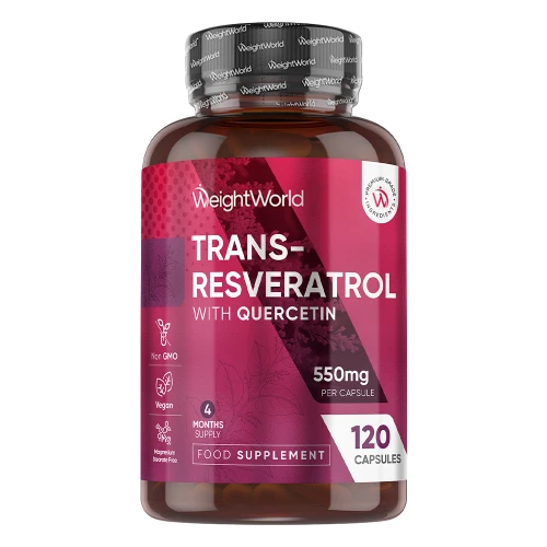Resveratrol Capsules - 550 mg 120 Capsules - With Red Wine Extract - Trans Resveratrol Supplement to Help the Signs of Premature Ageing