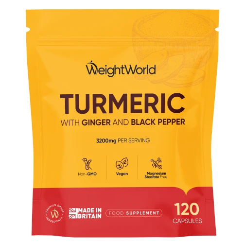 Turmeric with Ginger and Black Pepper | 3200mg 120 Capsules | WeightWorld