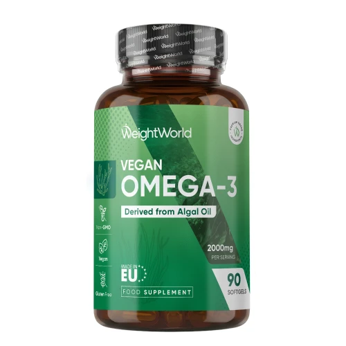 Vegan Omega-3 | 2000mg Algal Oil | 90 Softgels | WeightWorld UK