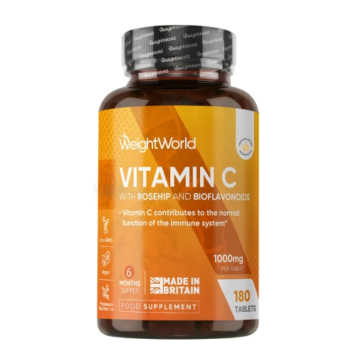 Vitamin C With Rosehip & Bioflavonoids | 1000mg 180 Tablets | WeightWorld UK