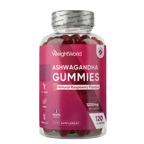 Ashwagandha Gummies - 1200mg 120 High Strength Gummies - Vegan Ashwagandha Supplement with Raspberry Flavour - 2 Months Supply - by WeightWorld