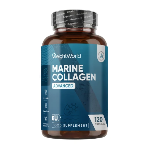 Marine Collagen with Hyaluronic Acid & Vitamin C - 1455mg 120 Capsules - Collagen Supplement for Skin