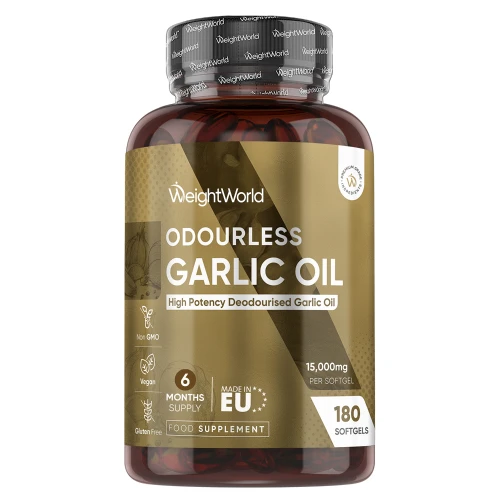 Odourless Garlic Oil Softgels - 15000mg 180 Softgels - Natural Supplement for cleansing & overall well-being of the body