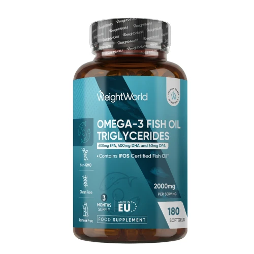 Omega-3 Fish Oil Triglycerides | 2000mg 180 Softgels | WeightWorld UK